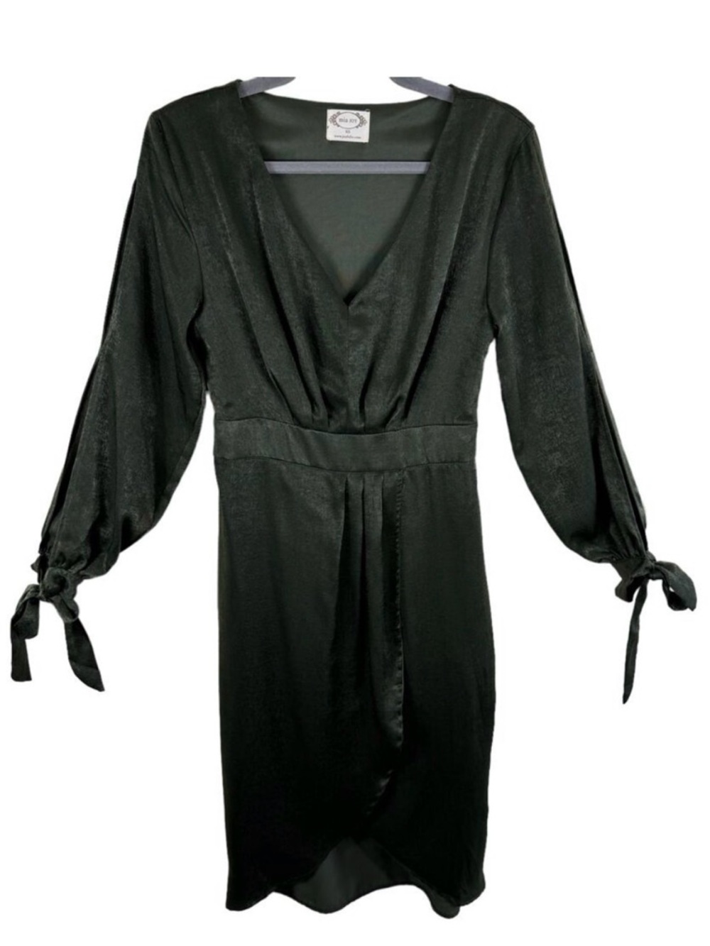 Mia Joy Green Shimmery Faux Wrap Dress XS